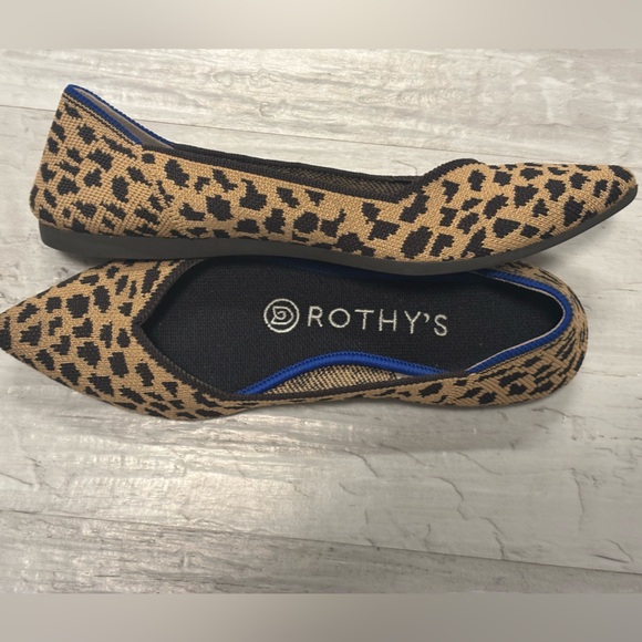 Rothy's The Point Ballet Flat Brown Leopard Print Knit Shoes Women’s Size 6 - Picture 9 of 14
